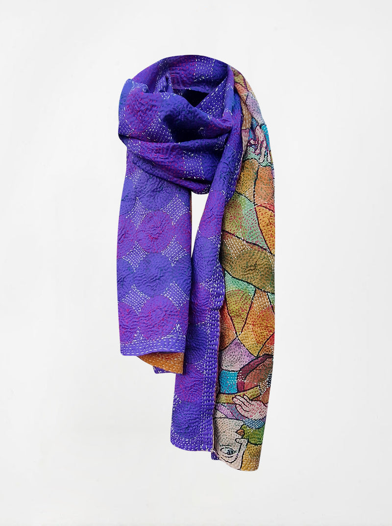 kantha vintage silk scarf