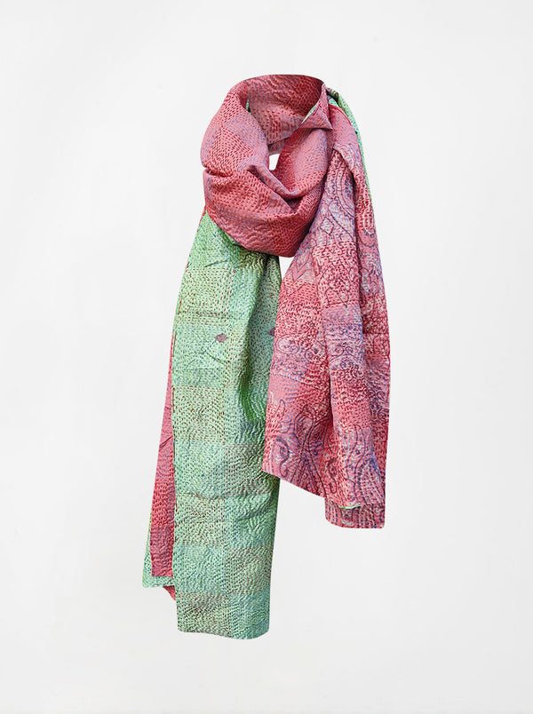 kantha vintage silk shawl