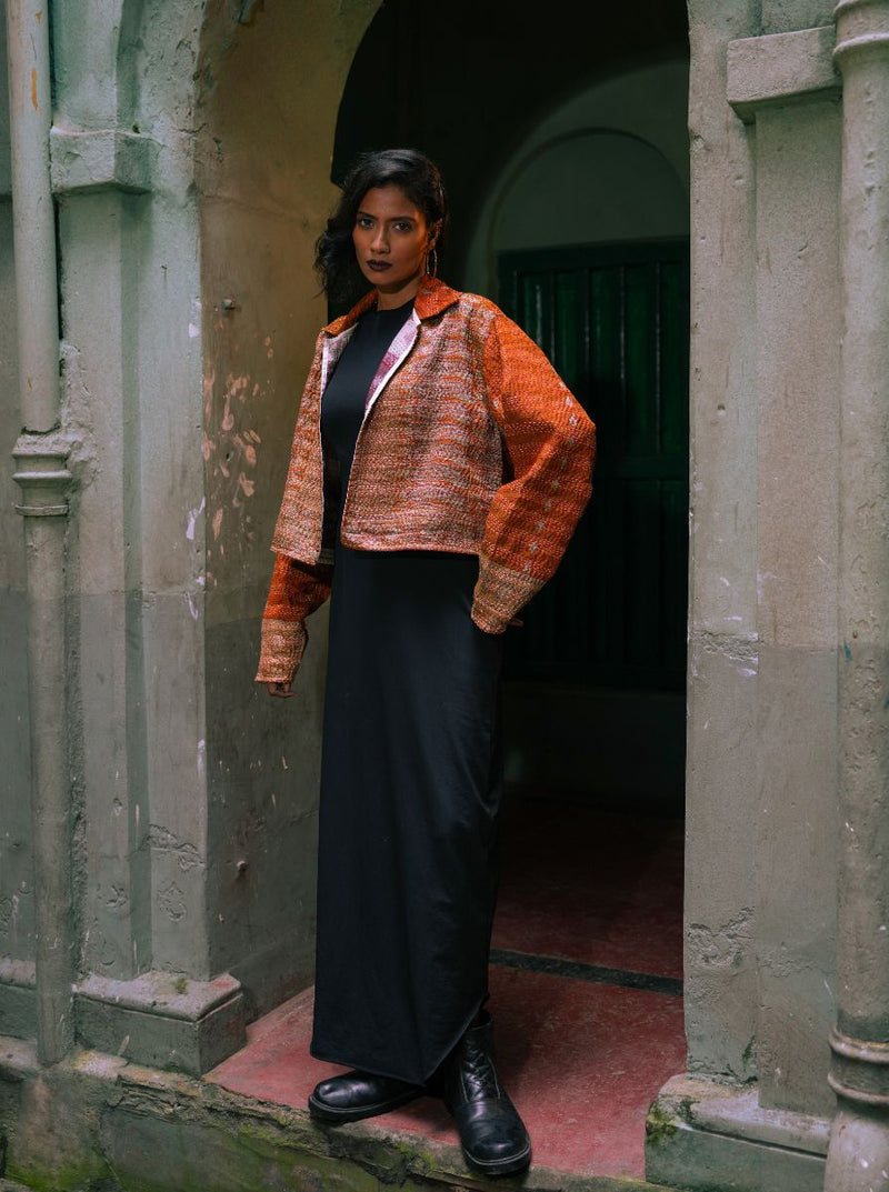 kantha vintage crop jacket banaras chandika (Zinda)