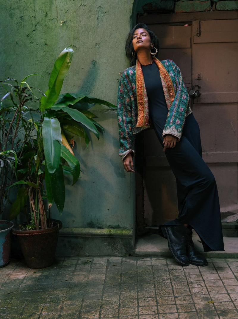 kantha vintage crop jacket kamakshi (Zinda)