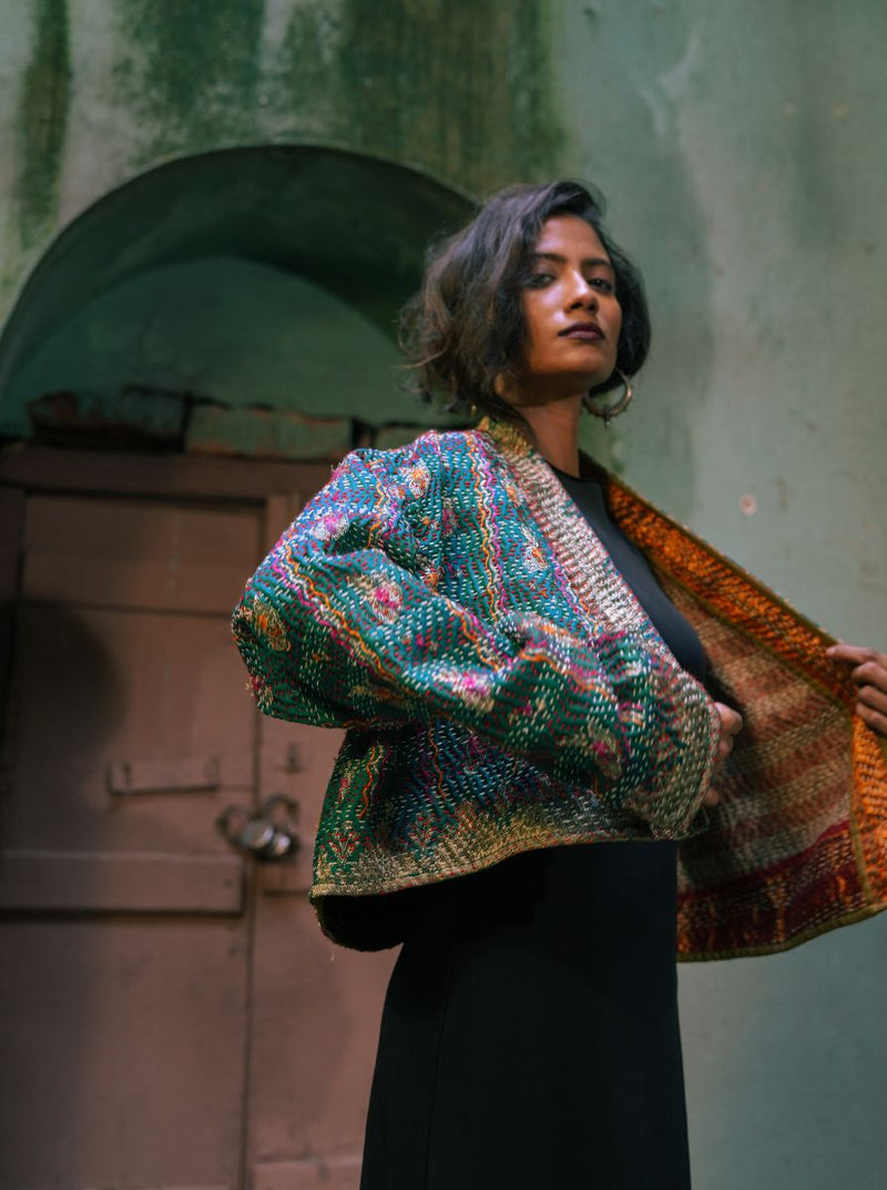 kantha vintage crop jacket kamakshi (Zinda)