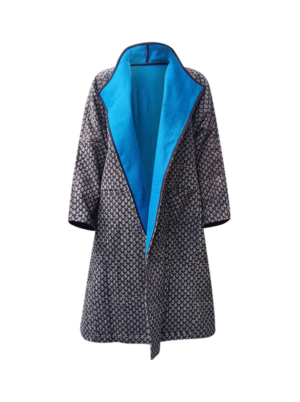 reversible recycled wool coat royal