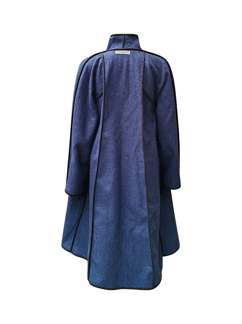 reversible recycled wool coat blue black