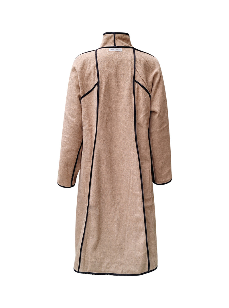 reversible recycled wool coat camel