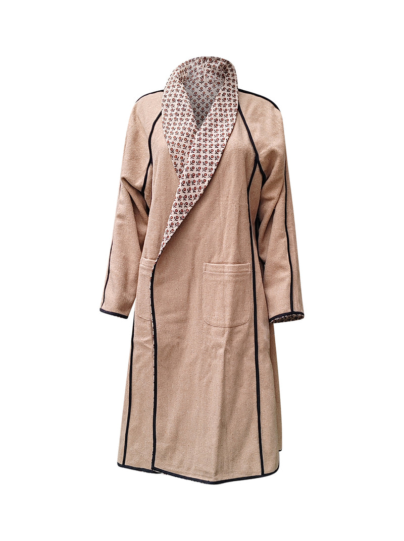 reversible recycled wool coat camel