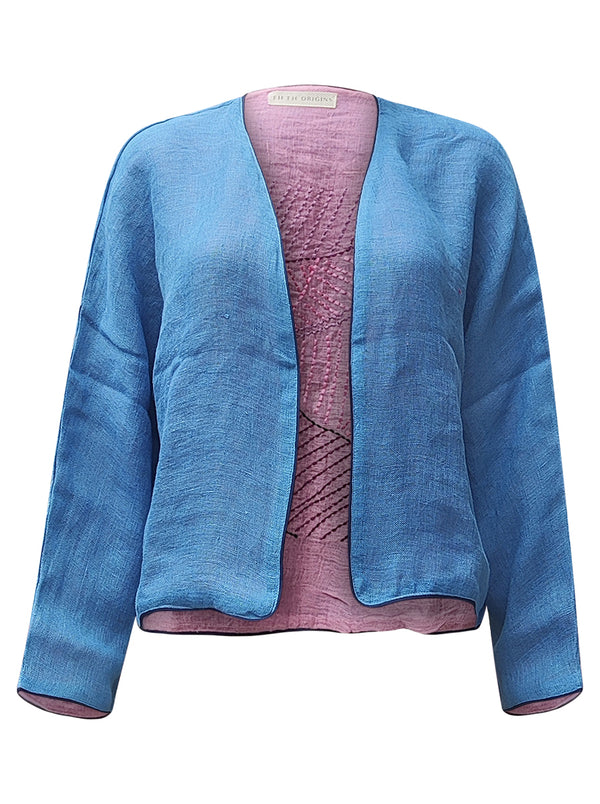 linen jacket blue lilac  - zero waste edition