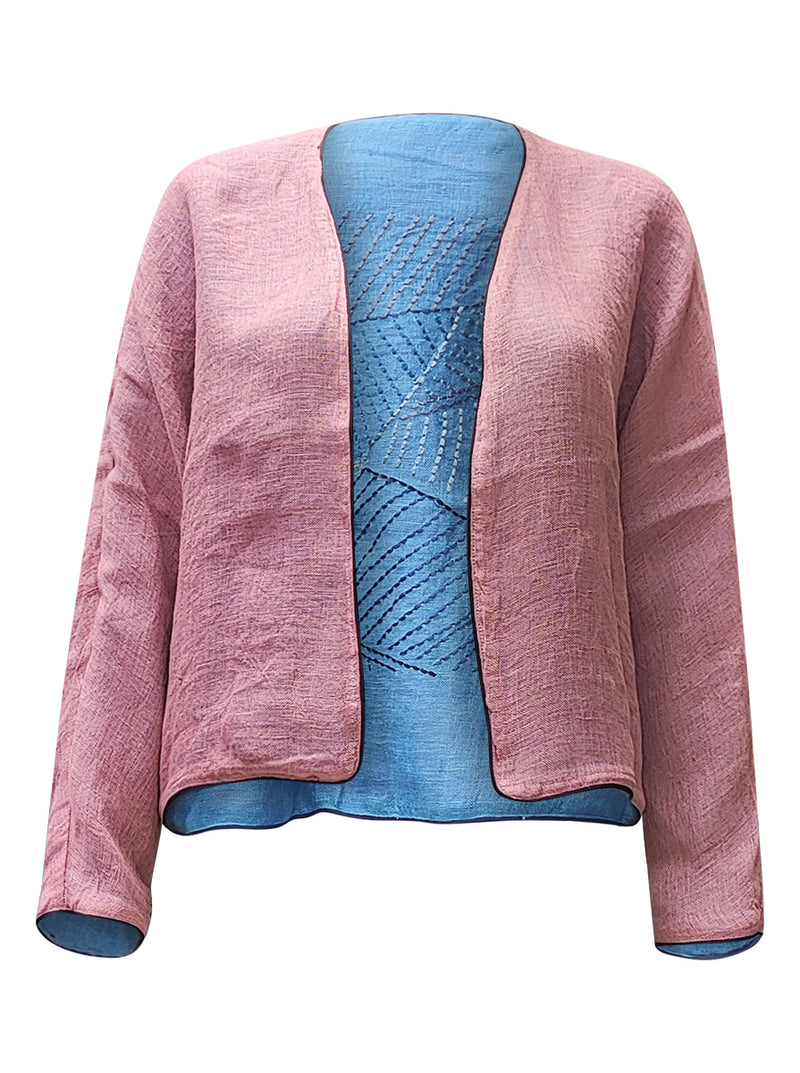 linen jacket blue lilac  - zero waste edition