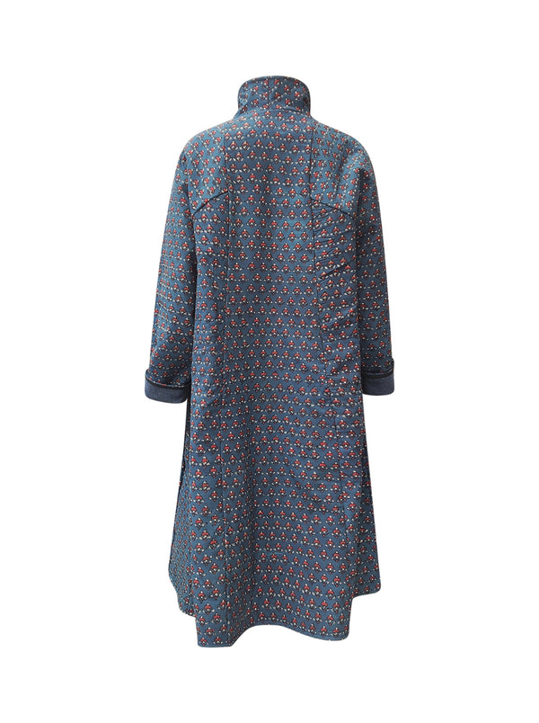 reversible recycled wool coat blue grey