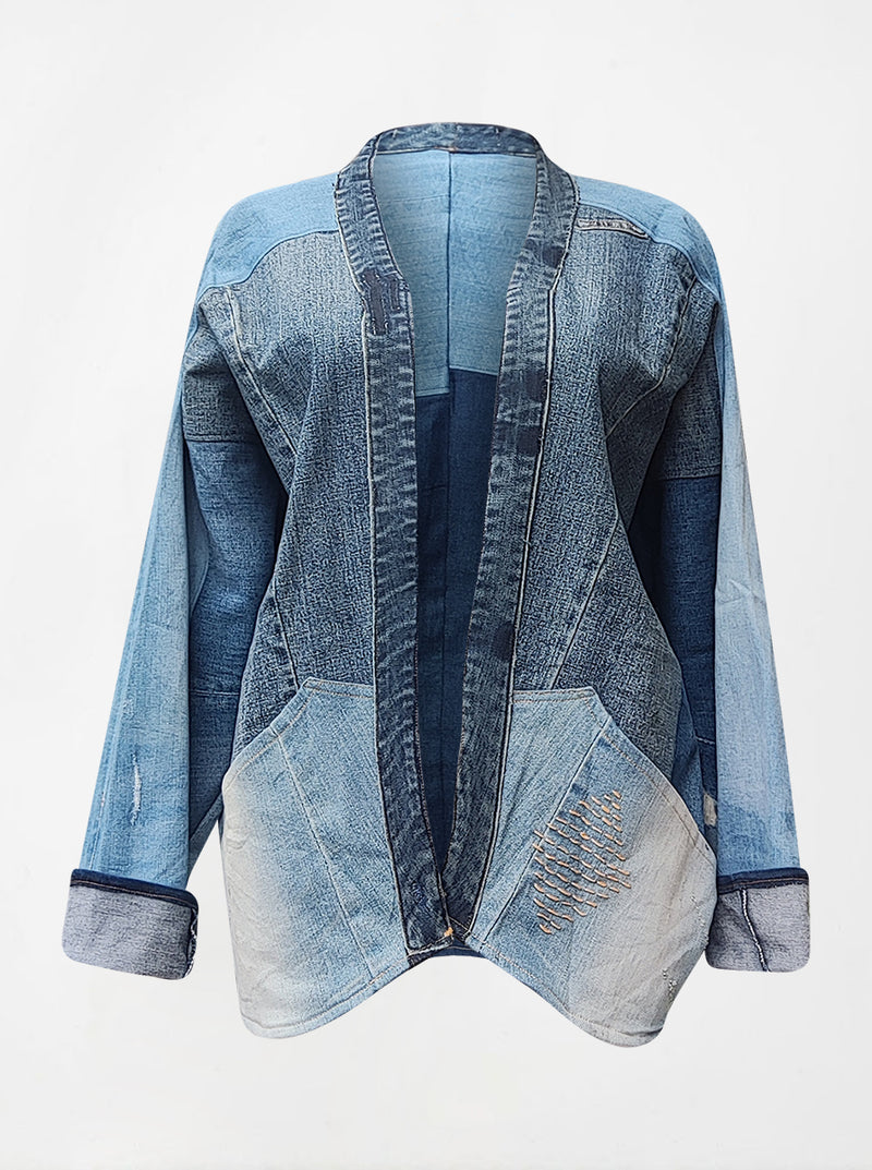 waste to wonder recycled denim short jacket grace