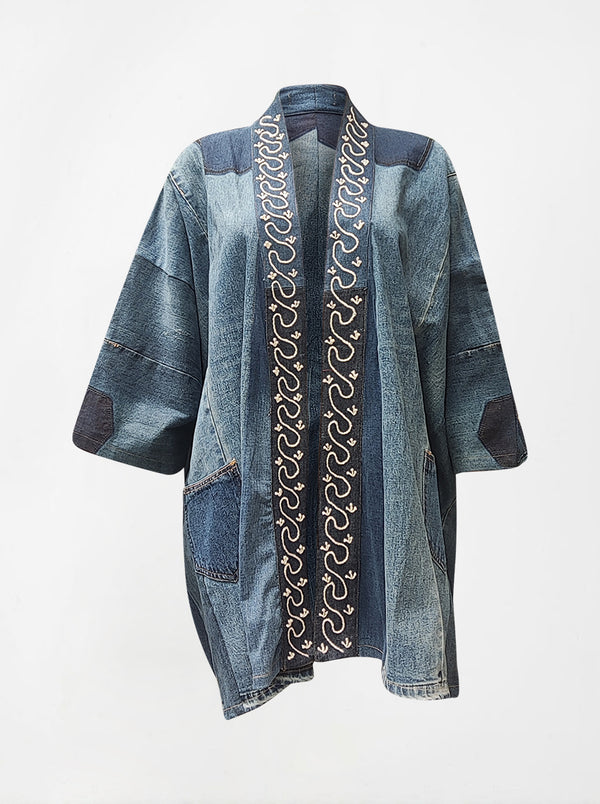 waste to wonder recycled denim kimono annette