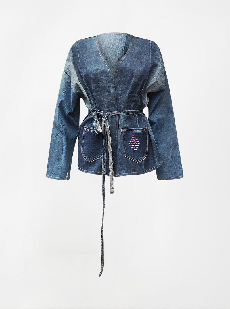 waste to wonder recycled denim vest with sleeves ariana
