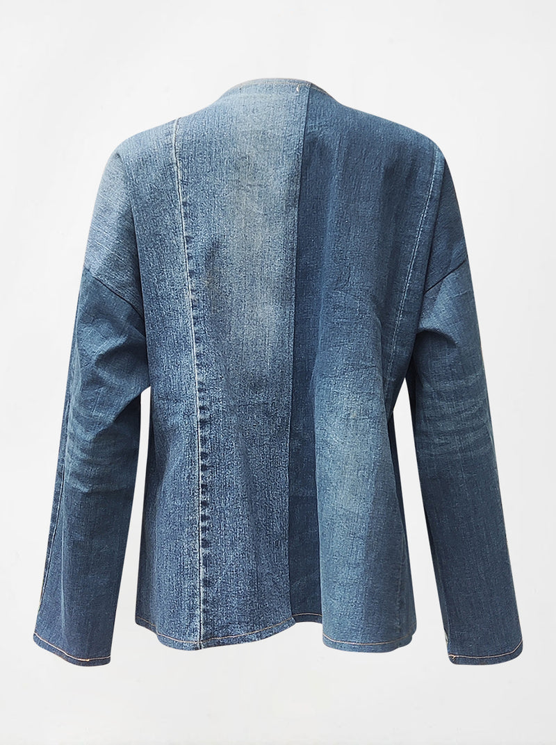 waste to wonder recycled denim vest with sleeves ariana