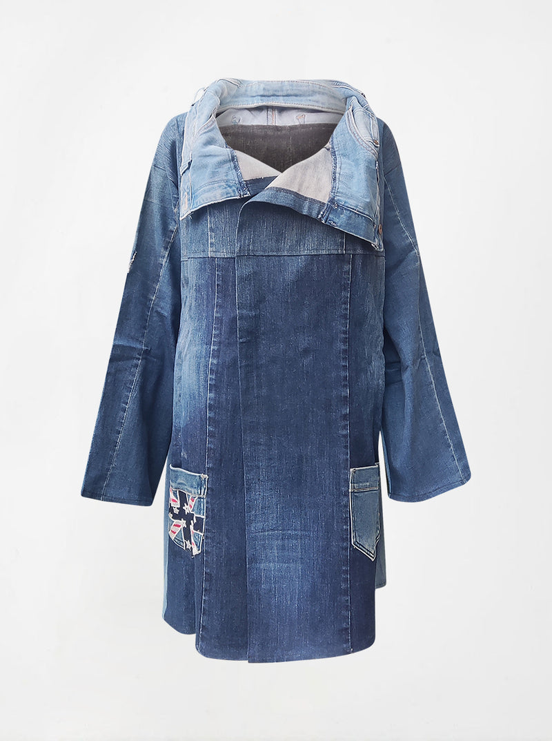 waste to wonder recycled denim dress coat kim