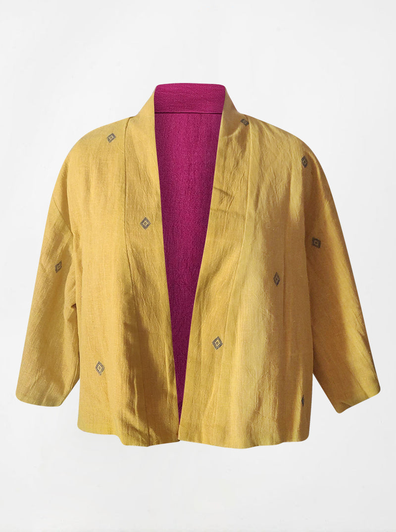 kala organic cotton reversible bolero dark pink and yellow