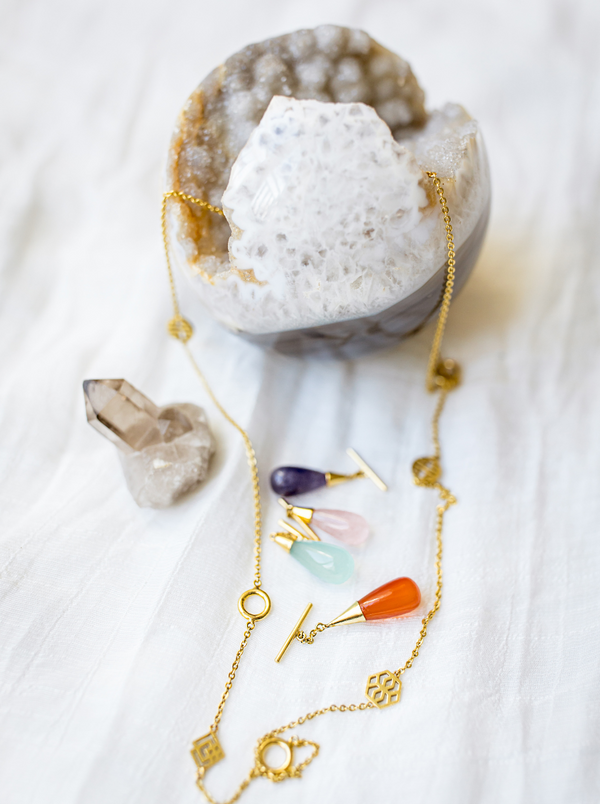 cape infinity + gemstone necklace gift set